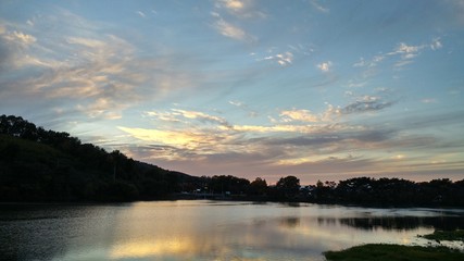 sunset over the lake