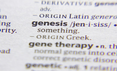 Genesis word or phrase in a dictionary.
