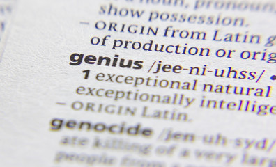 Genius word or phrase in a dictionary.