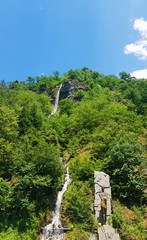 Waterfall on the mountain next to the Hermes statue in the Borjomi National Park