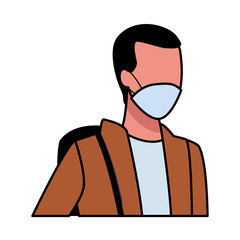 man using face mask for covid 19