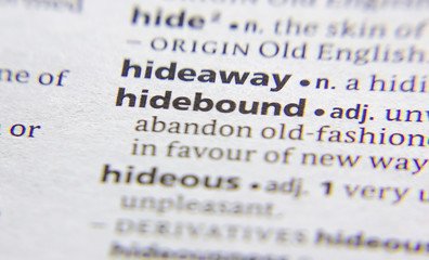 Hidebound word or phrase in a dictionary.