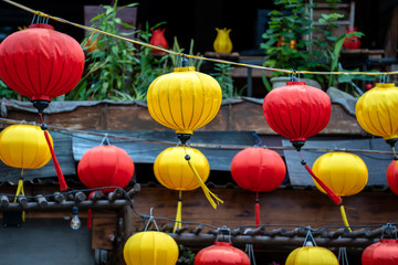Fototapeta na wymiar Traditional lamps in Hoi An old town, Vietnam