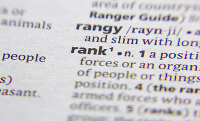 Rank word or phrase in a dictionary.