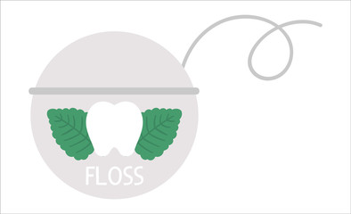 Dental floss icon isolated on white background. Vector tooth care tool. Element for cleaning teeth. Dentistry equipment illustration. .