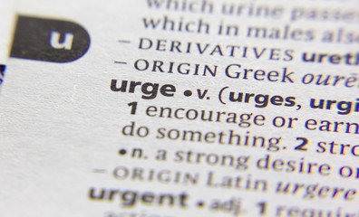 Urge word or phrase in a dictionary.