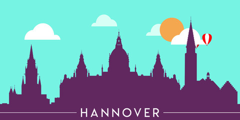Hannover skyline silhouette flat design vector illustration