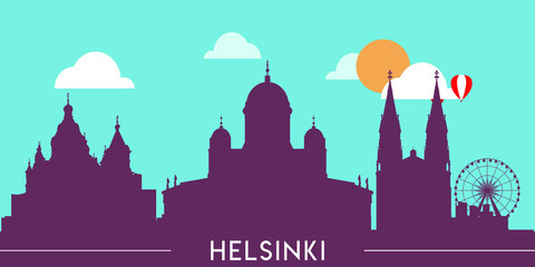 Helsinki skyline silhouette flat design vector illustration