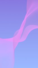 Pink wave on blue sky abstract background. Fluttering pink scarf. Waving on wind pink fabric. Vertical orientation. 3D illustration