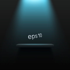 Empty modern dark light background with a lit podium. Space for advertising your product. Vector illustration.