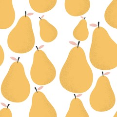summer seamless pears pattern . Set of yellow pears for holiday invitations and greeting card design. summer fruits for fabric print or backgroung design. wrapping paper print.