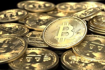 Bitcoin gold coins background