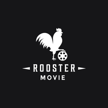 creative standing rooster with movie cinema film rell