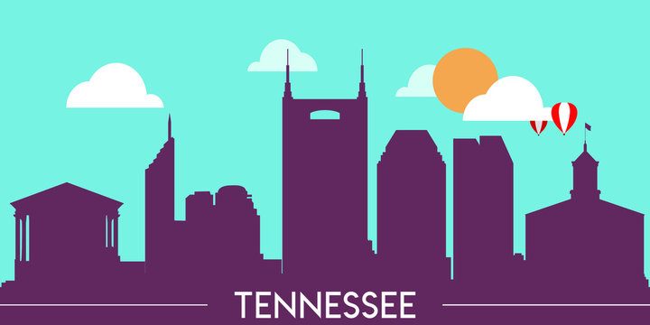 Tennessee skyline silhouette flat design vector illustration