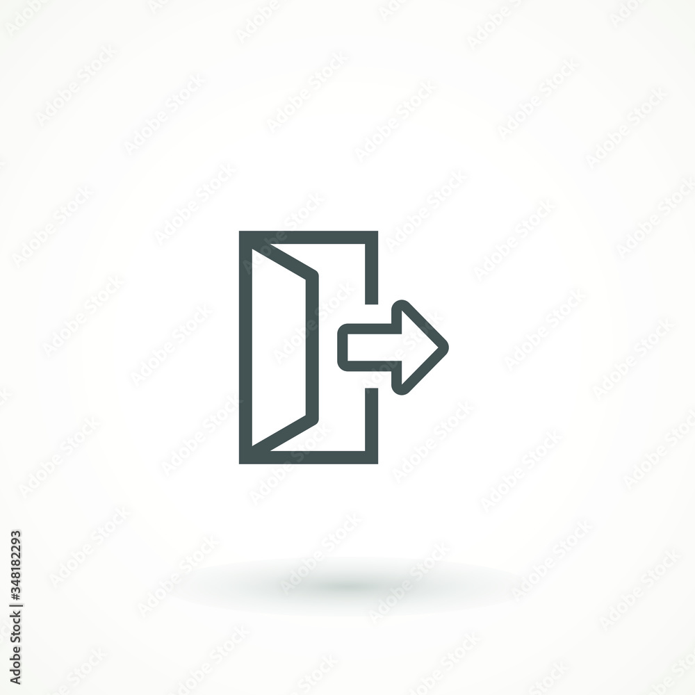 Poster emergency exit icon vector logout and output, outlet, out symbol. isolated of flat style safe condit
