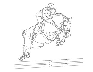 Equestrian competitions, vector illustration of a rider on a horse
