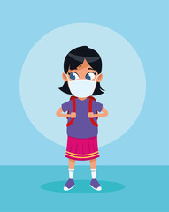 little girl using face mask for covid19