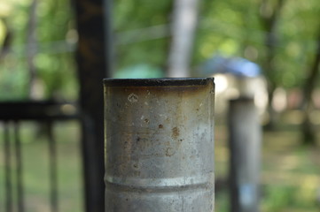 old metal chimney pipe in a samovar