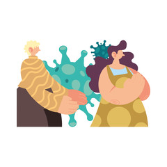 couple in prevention of contact with coronavirus