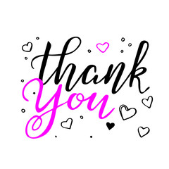 Hand lettering, thank you text vector