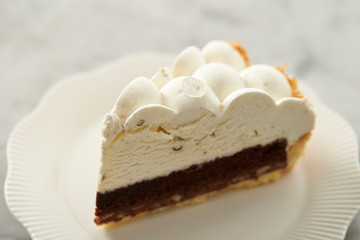 Piece of cake on plate