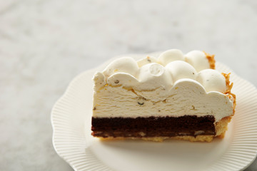 Piece of cake on plate