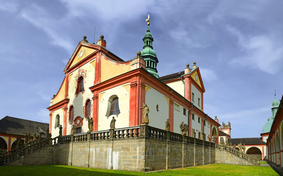 Basilika - Church of baroque monastery at Svata Hora (The Holy Mountain) in Pribram, Place of pilgrimage, Czech Republic