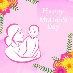 Happy Mother's Day celebration greetings background template design for banner or card in vector