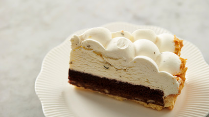 Piece of cake on plate