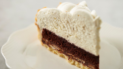 Piece of cake on plate