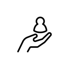 Customer care icon, Customer Retention Vector Icon, Patient assistance icon, Service support, Safety pictogram vector icon in line art style on white background