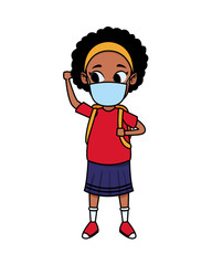 afro little girl using face mask for covid19