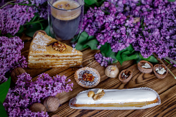 lilac sweets cake wood