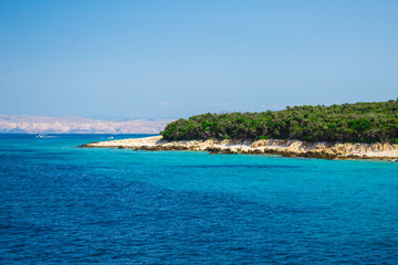 Picturesque coastline of Rab island on a sunny summer day in Croatia