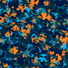 UFO camouflage of various shades of orange, blue and green colors