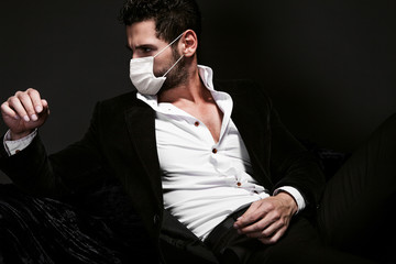 Handsome man in face mask