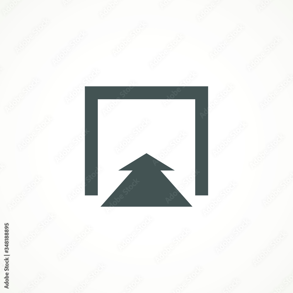 Poster emergency exit icon vector logout and output, outlet, out symbol. isolated of flat style safe condit