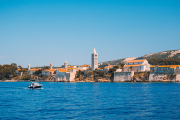 Fototapeta na wymiar Picturesque coastal view of Rab town on Rab island in Croatia