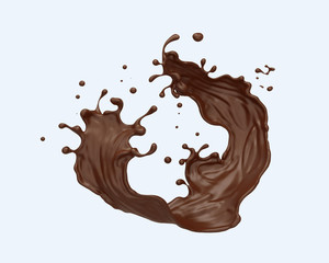 Chocolate Milk splash in shape of spiral and twist, 3d illustration.