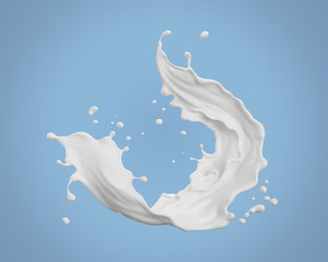 Obraz na płótnie Canvas Milk splash and pouring, yogurt or cream include Clipping path, 3d illustration.