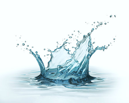 water liquid splash isolated on white background include clipping path, 3d illustration.