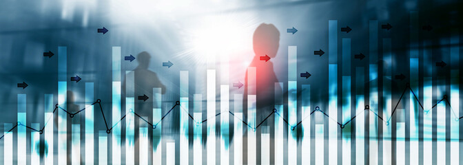 Investment trading financial analysing forex currency economy growth abstract background business...