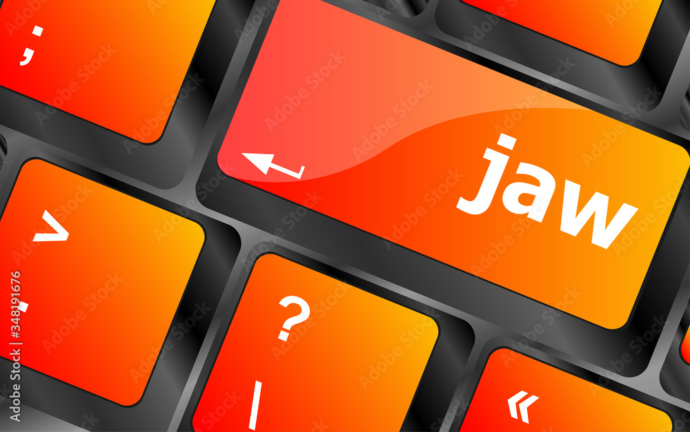 Poster jaw word on computer keyboard pc key