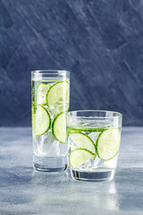 Infused water with cucumber and ice