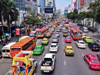 Obraz na płótnie Canvas High Angle View Of Traffic On City Street