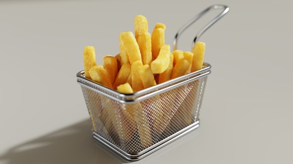 Pommes Frites in kleinem Friteusensieb
