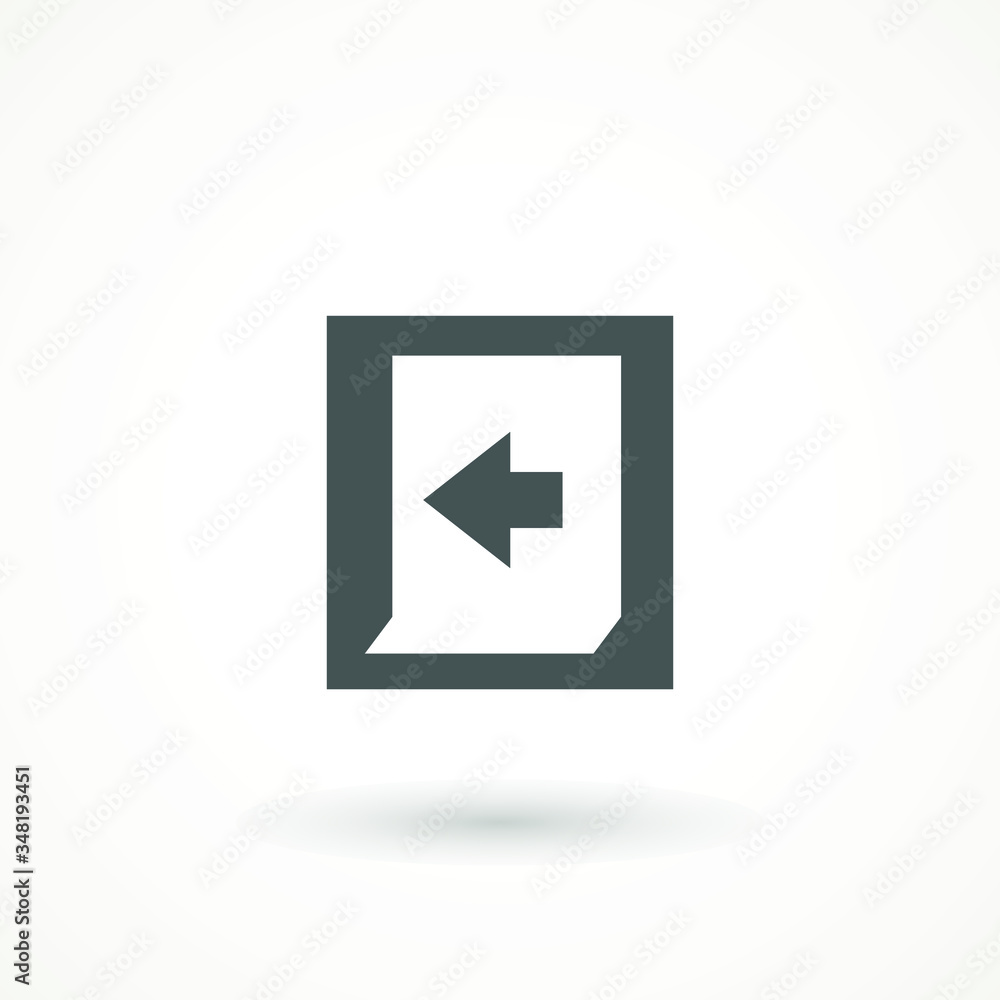 Poster emergency exit icon vector logout and output, outlet, out symbol. isolated of flat style safe condit