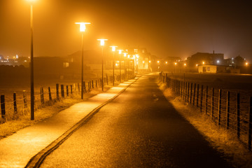 Mystic little village south Iceland at night