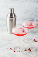 Pink Raspberry Cocktail in drink glass