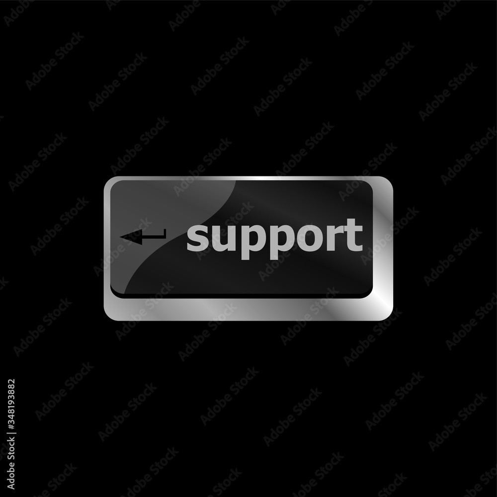 Poster computer keyboard key with support button on it